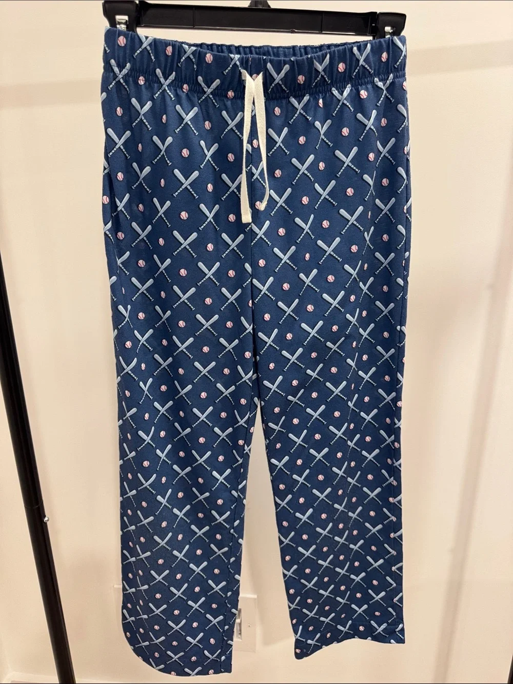 Vineyard Vines Navy Pajama Pants with Light Blue Bats & Pink Baseballs
